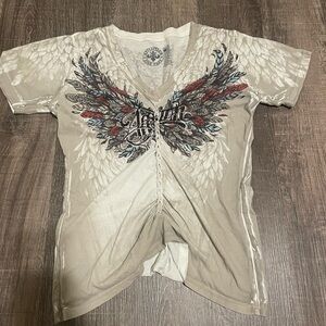Affliction ‘wings and bling’ Embellished T-Shirt. Women’s sz Medium